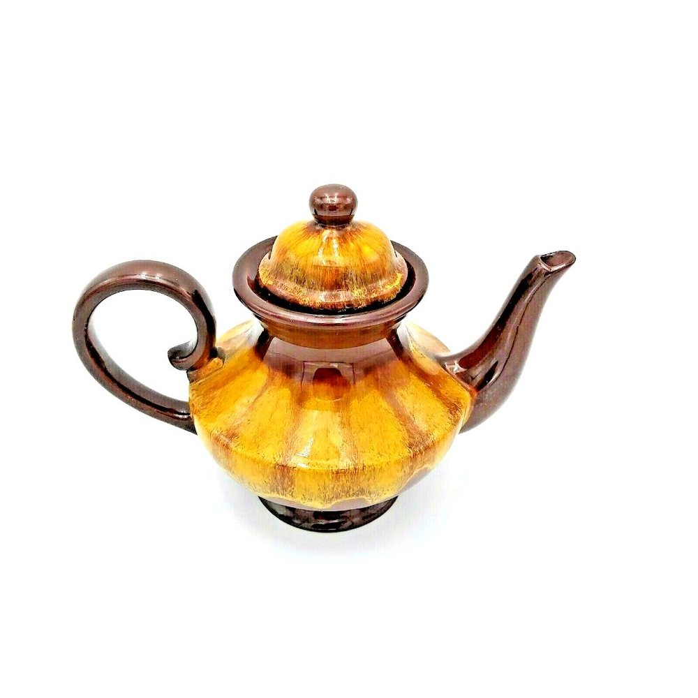 Blue Mountain Pottery Teapot Harvest Gold Glaze Signed BMP Canada Rare Find
